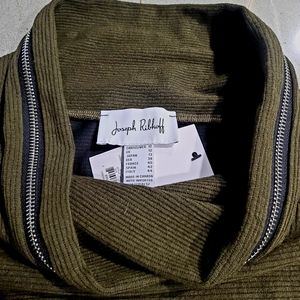 NWT Joseph Ribkoff Olive & Black Zippered Cowl Neck Dolman Sleeve Womens Top